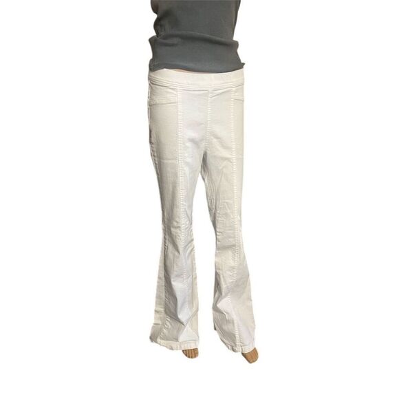 Cello Women's wide bell bottom flare Leg Stretch Pants White Size L - Picture 2 of 9